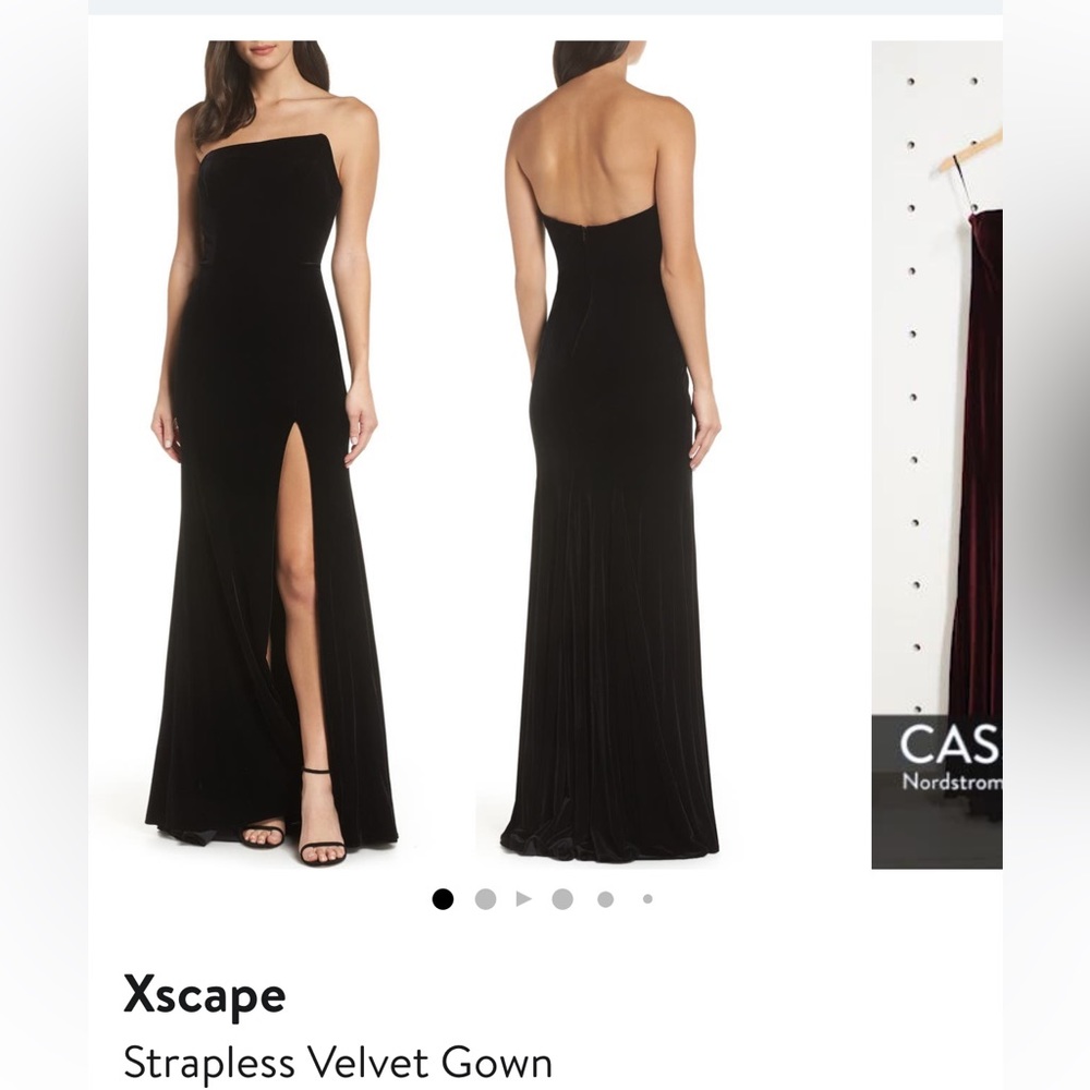NWT Xscape Black Velvet Strapless Down Size 6